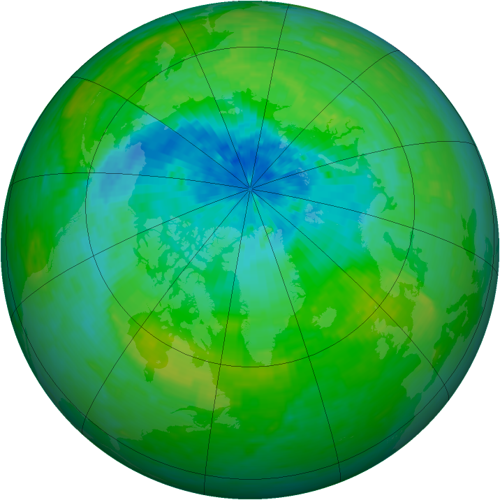 Arctic ozone map for 17 August 1990